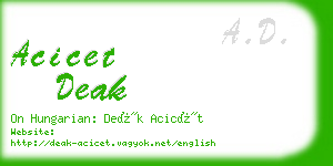acicet deak business card